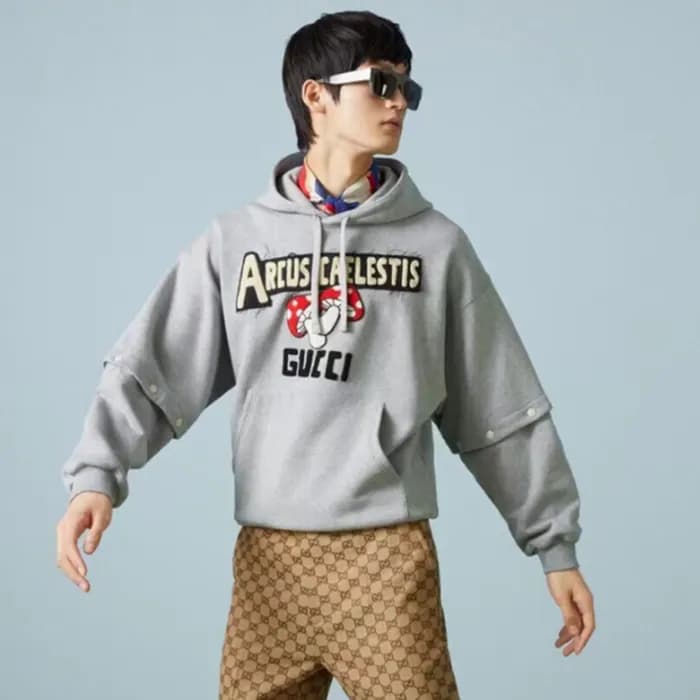 구찌 남성 그레이 후드티 - Gucci Mens Gray Hoodie - gu1082x - 1