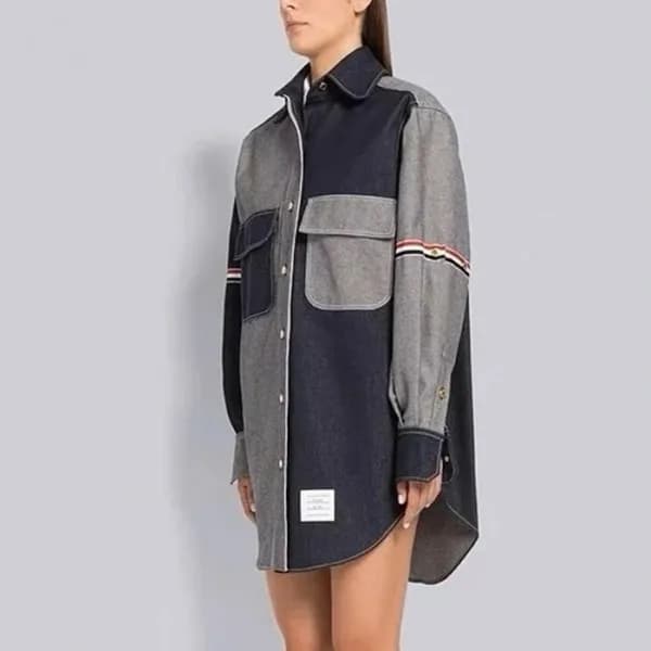 톰브라운 남/녀 네이비 셔츠 - Thom Browne Unisex Navy Shirts -… - 1