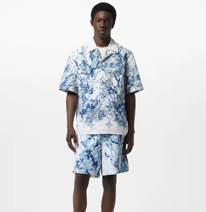 루이비통 남성 블루 반팔 셔츠 - Louis vuitton Mens Blue Shirts … - 1