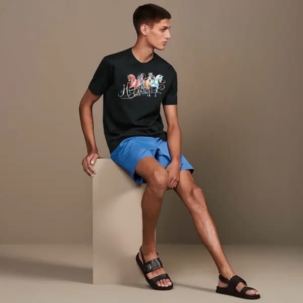 에르메스 남성 라운드 반팔티 - Hermes Mens Round Tshirt - hec52… - 1