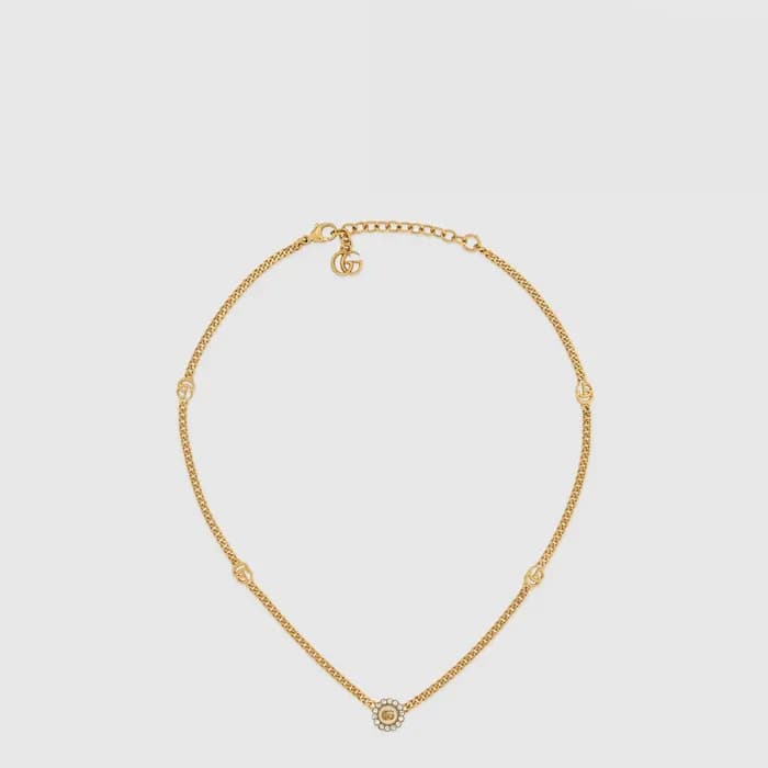 구찌 여성 GG 마몬트 더블 플라워 네크리스 - Gucci Womens GG Marmont Double Flower Necklace - acc10934x - 1