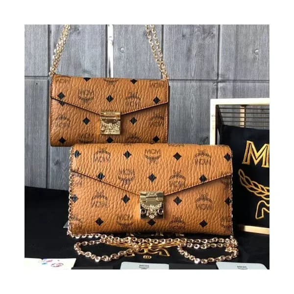MCM 2019 Millie Visetos Leather Chain Shoulder Cro… - 1