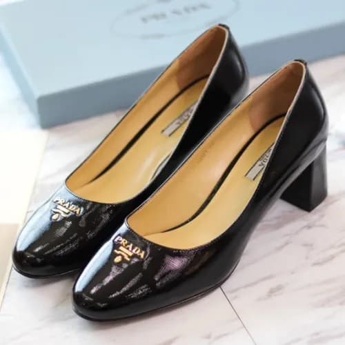 Prada 2019 Ladies Steel Logo Saffiano Leather Pump… - 1