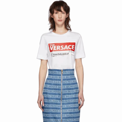 Versace 2019 Mm/Wm 3D Print Logo Cotton Short Sle… - 1