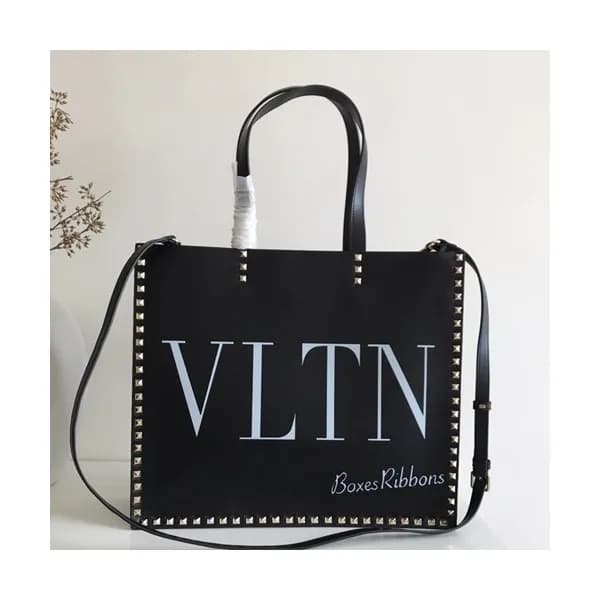Valentino 2019 Leather VLTN Rockstud Tote Shoudler… - 1
