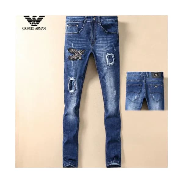 Armani 2019 Mens Steel Logo Slim Fit Denim Pants -… - 1