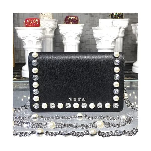 MiuMiu 2019 Crystal Delice Chain Shoulder Cross Ba… - 1