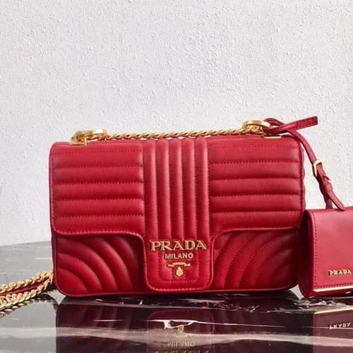 Prada 2019 Diagramme Leather Chain Shoulder Cross… - 1