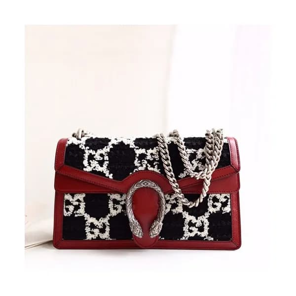Gucci GG Dionysus Wool & Leather Shoulder Bag ,28C… - 1