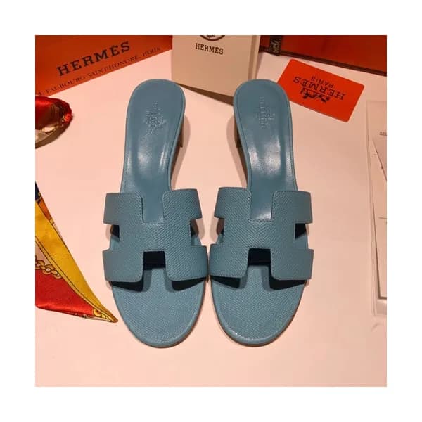 Hermes 2019 Ladies Oasis Leather Middle Heel Slipp… - 1