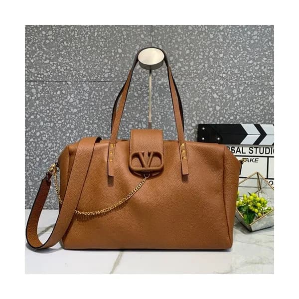 Valentino 2019 Leather Vsling Tote Shoudler Bag,35… - 1