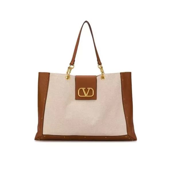 Valentino 2020 Canvas & Leather Tote Shoudler Shop… - 1