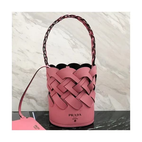 Prada 2020 Women Leather Bucket Tote Shoulder Bag … - 1