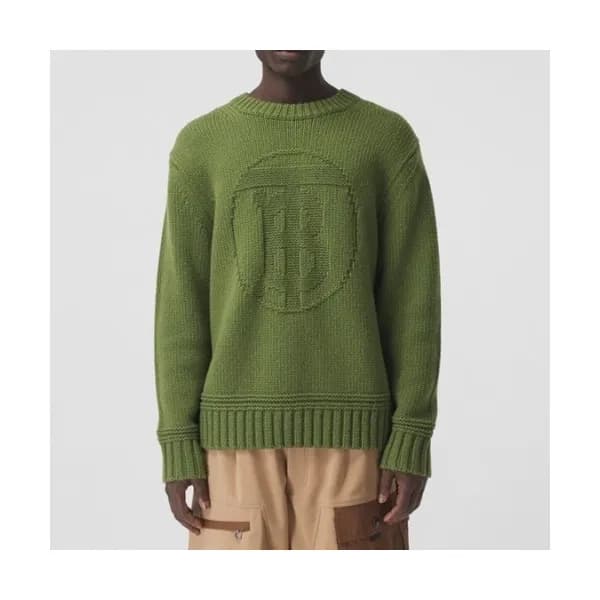 Burberry Mens Crew-neck Cotton Sweaters Green - 버… - 1
