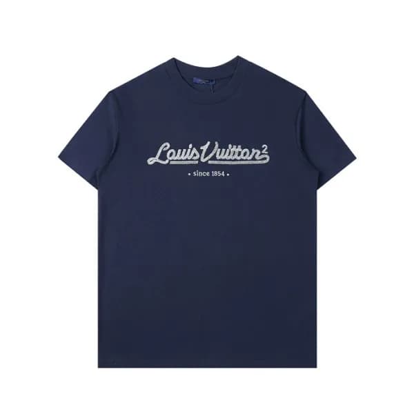 루이비통 남성 크루넥 네이비 반팔티 - Mens Navy Tshirts - lou04006… - 1