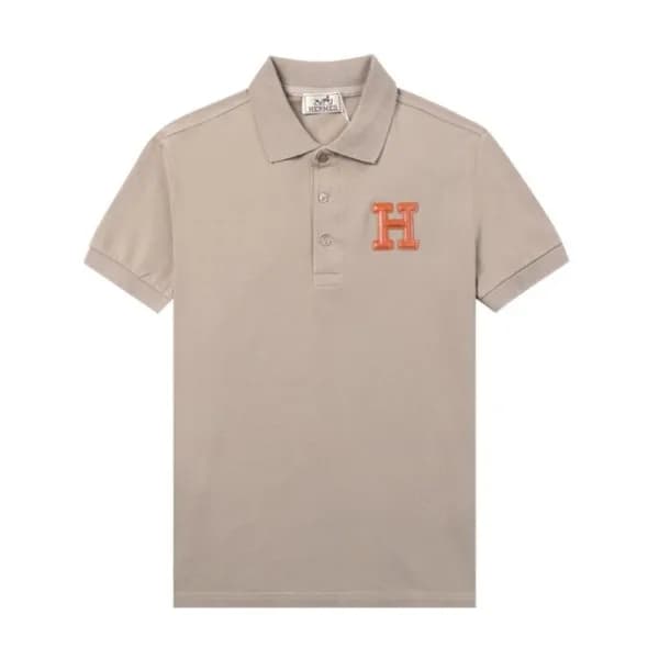 에르메스 남자 베이지 폴로 반팔티 - Mens Beige Tshirts - her0740x - 1