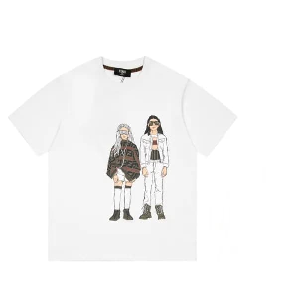 펜디 남/녀 크루넥 화이트 반팔티 - Unisex White Tshirts - fen011… - 1
