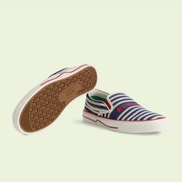 구찌 남/녀 테니스 블루 슬립온 - Gucci Unisex Blue Slip-ons - g… - 1
