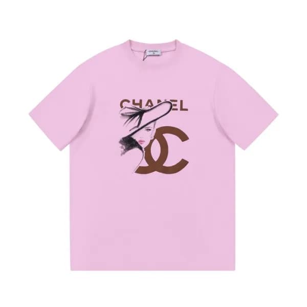 샤넬 남/녀 크루넥 핑크 반팔티 - Unisex Pink Tshirts - chl0906x - 1