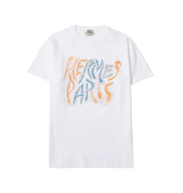 에르메스 남자 화이트 크루넥 반팔티 - Mens White Tshirts - her0891… - 1