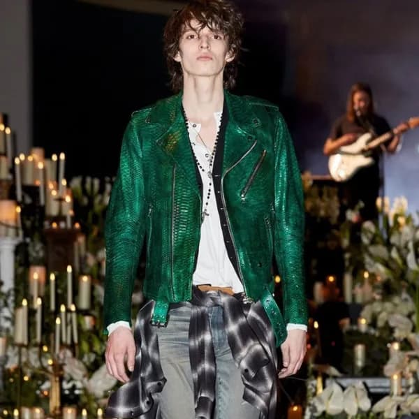 아미리 남성 캐쥬얼 그린 가죽 자켓 - Amiri Mens Green Jackets - a… - 1