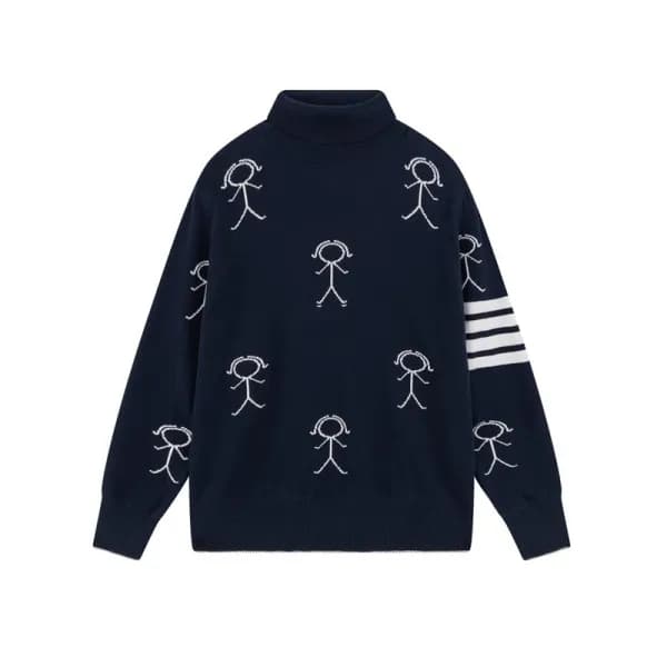톰브라운 남성 네이비 터틀넥 니트 - Thom Browne Mens Navy Knit - … - 1