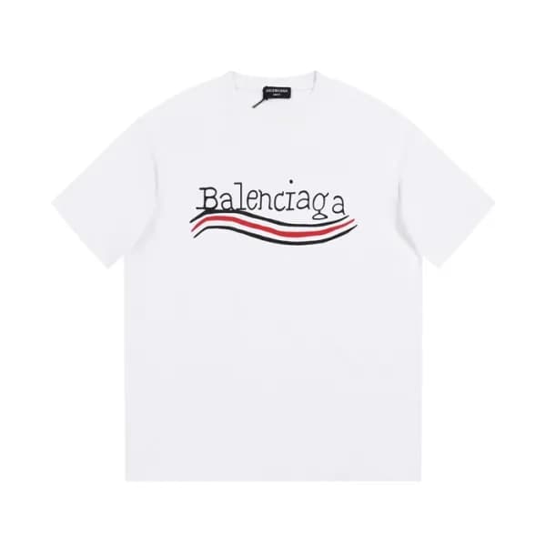 발렌시아가 남성 크루넥 화이트 반팔티 - Balenciaga Mens White Short… - 1