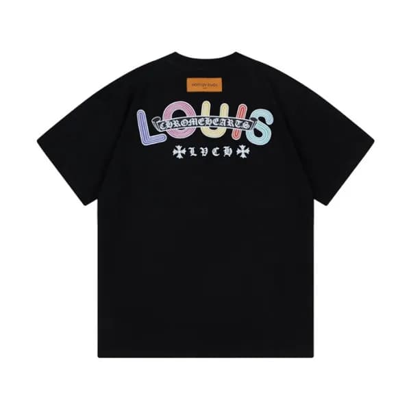 루이비통 남성 블랙 크루넥 반팔티 - Louis vuitton Mens Black Shor… - 1