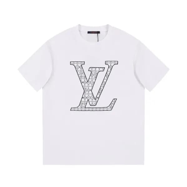 루이비통 남성 화이트 크루넥 반팔티 - Louis vuitton Mens White Sho… - 1