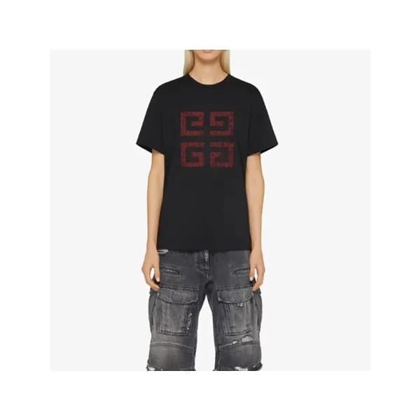 지방시 남/녀 크루넥 블랙 반팔티 - Givenchy Unisex Black Short S… - 1