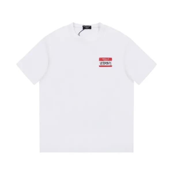베트멍 남/녀 트렌디 화이트 반팔티 - Vetements Unisex White Tshir… - 1