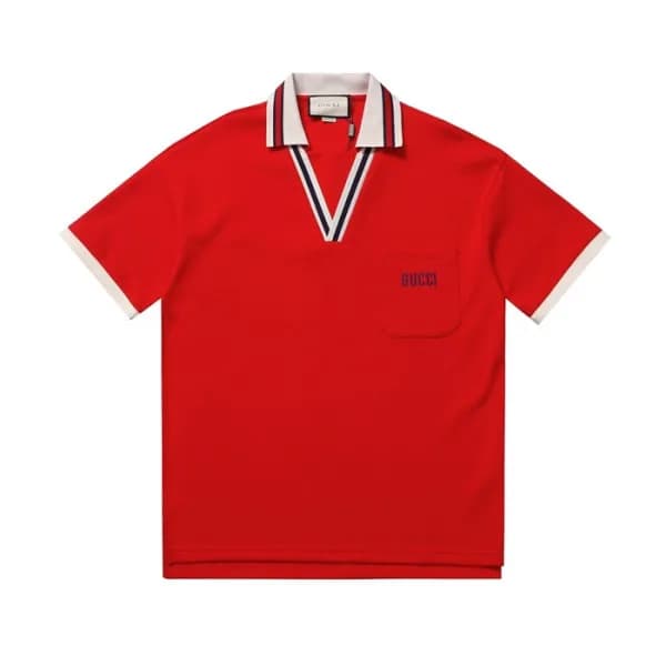 구찌 남/녀 레드 폴로 반팔티 - Gucci Unisex Red Short sleeved … - 1