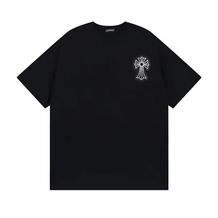 크롬하츠 남성 블랙 크루넥 반팔티 - Chrom Hearts Mens Black Short… - 1