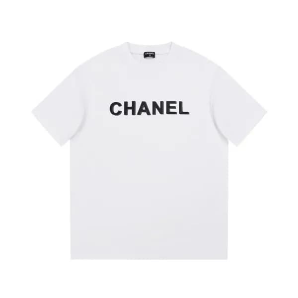 샤넬 남/녀 크루넥 화이트 반팔티 - Chanel Unisex White Tshirts -… - 1