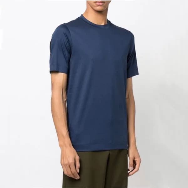 제냐 남성 블루 크루넥 반팔티 - Zegna Mens Blue Short sleeved T… - 1