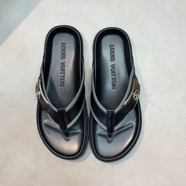 루이비통 남성 그레이탭 슬리퍼 - Louis vuitton Mens Gray Tap Sli… - 1
