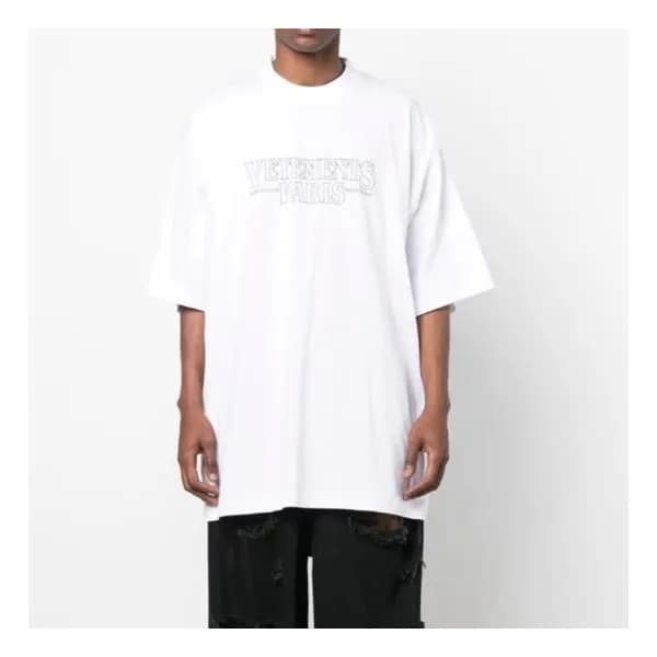 베트멍 남/녀 트렌디 화이트 반팔티 - Vetements Unisex White Tshir… - 1