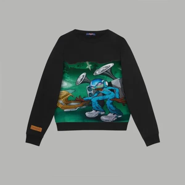 루이비통 남/녀 블랙 맨투맨 - Louis vuitton Unisex Black Tshir… - 1