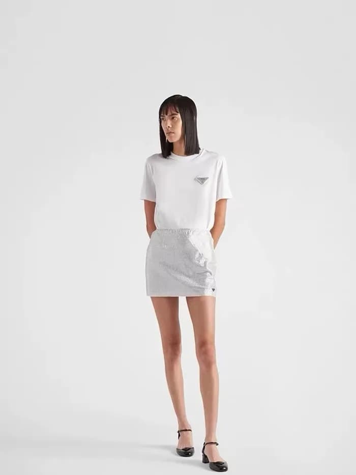 프라다 여성 화이트 크루넥 반팔티 - Prada Women White Tshirts - p… - 1