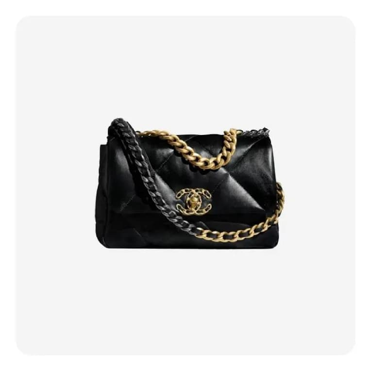 샤넬 19 플랩백 고트스킨 미디움 블랙 골드 - Chane19 Flap Bag Goatsk… - 1