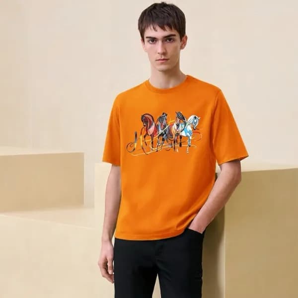 에르메스 남성 라운드 반팔티 - Hermes Mens Round Tshirt - hec52… - 1