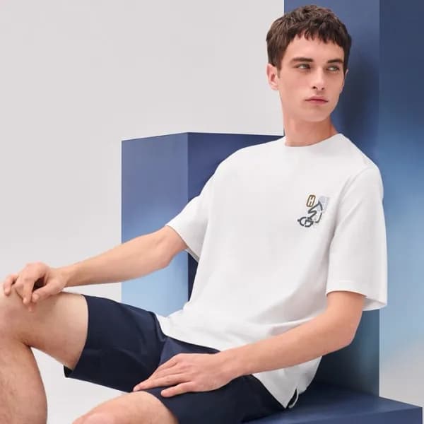 에르메스 남성 라운드 반팔티 - Hermes Mens Round Tshirt - hec54… - 1