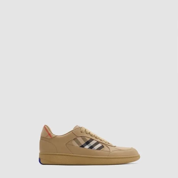 버버리 남성 레더 체크 테라스 스니커즈 - Burberry Mens Leather Chec… - 1