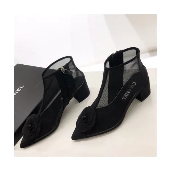 Chanel 2019 Women's Camelia Mesh Ankle Boots -… - 1