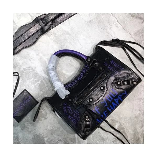Balenciaga 2019 Graffiti Classic City Leather Smal… - 1