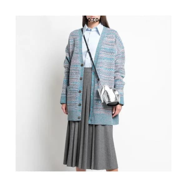 Loewe 2019 Womens Logo Crew-neck Wool Cardigan - 로… - 1