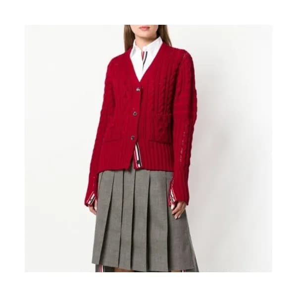 Thom Browne 2020 Womens Classic V-neck Wool Cardig… - 1