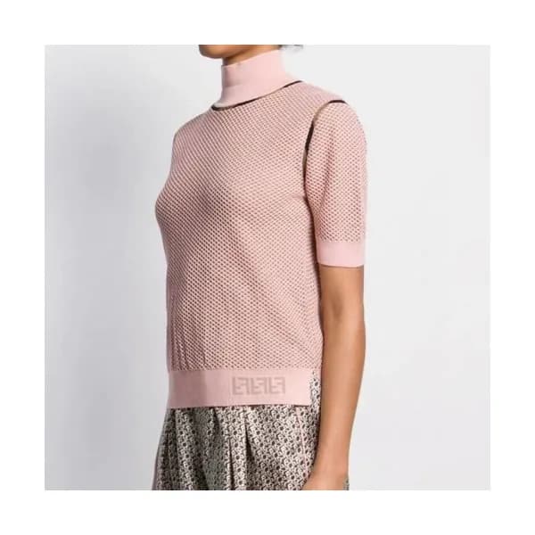 [펜디]Fendi 2020 Womens Logo Turtle-neck Tencel Shor… - 1