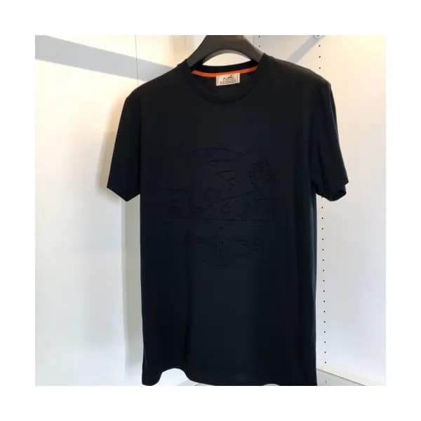 Hermes 2020 Mens Crew-neck Silket Short Sleeved Ts… - 1