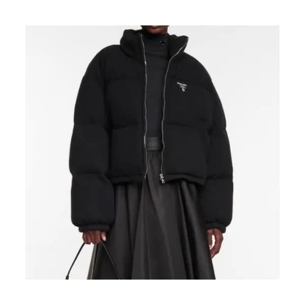 Prada Womens Logo Casual Duck Down Jackets Black … - 1